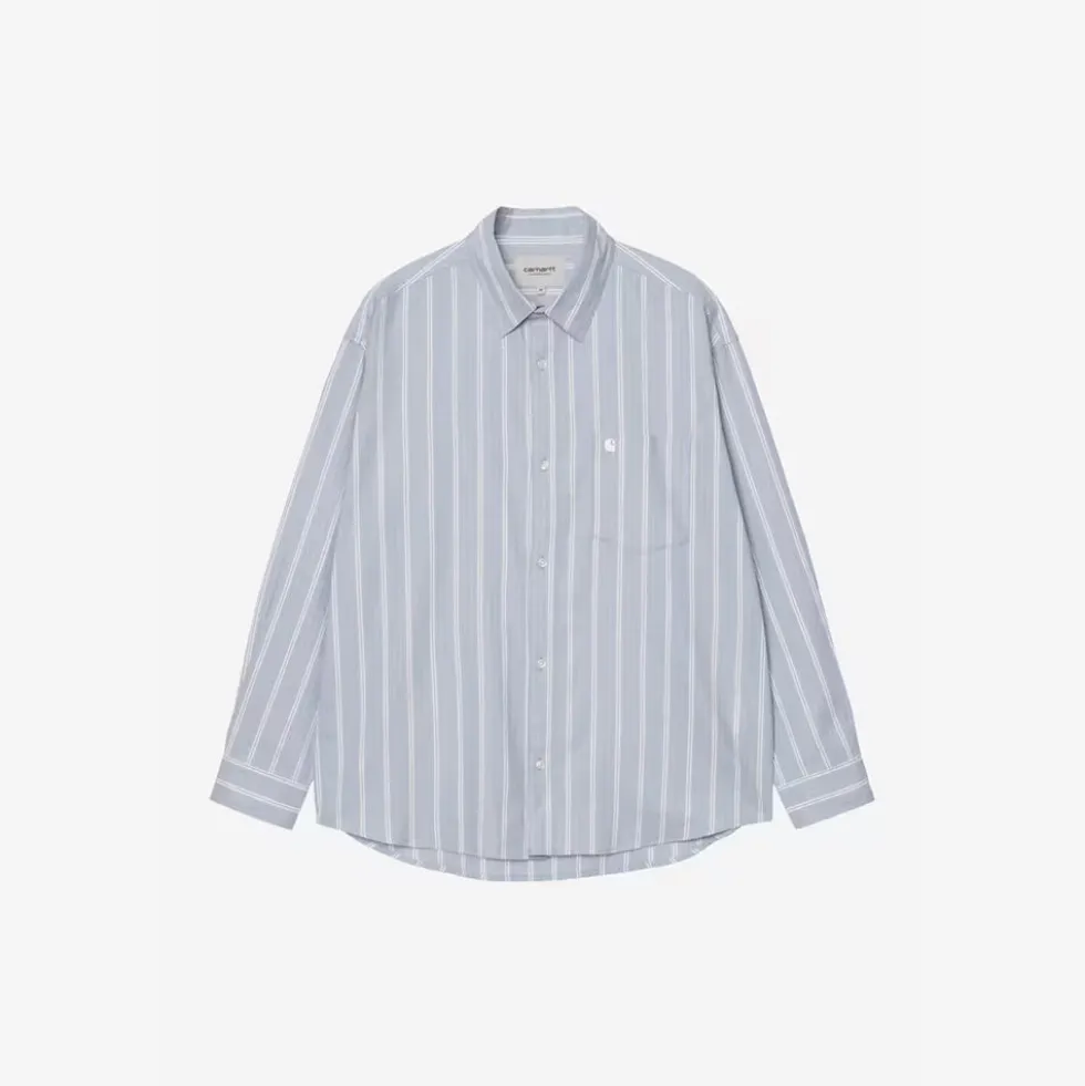Carhartt WIP - Chemise Ls Beale - Gentle Bleu Blanc