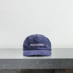 Casquette unisexe brodée Non Merci - Velours Marine