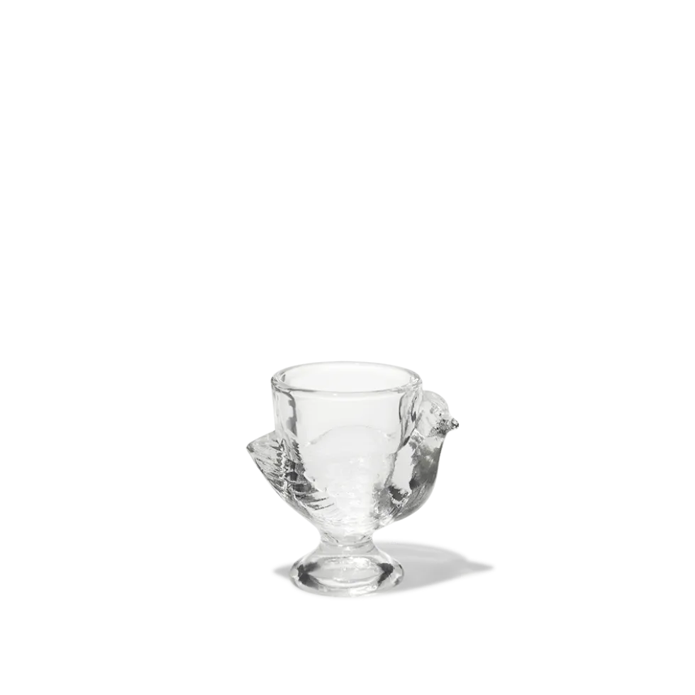 Coquetier poule en verre pressé