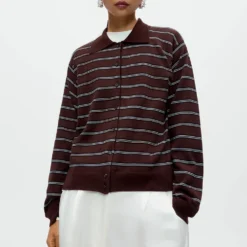 Cordera - Cardigan Polo Rayures - Marron