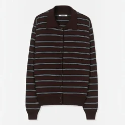 Cordera - Cardigan Polo Rayures - Marron