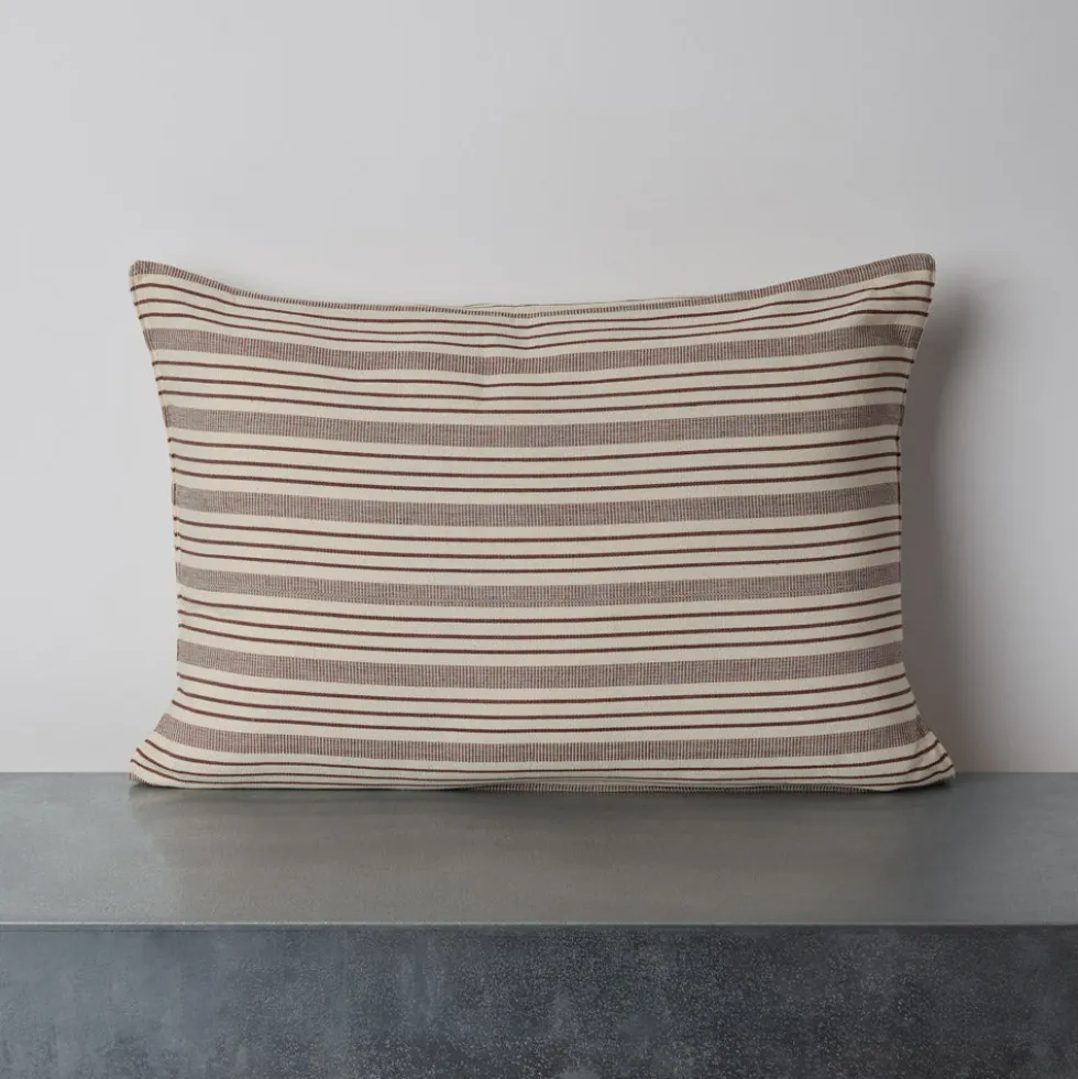 Coussin en coton - Rayures Chocolat