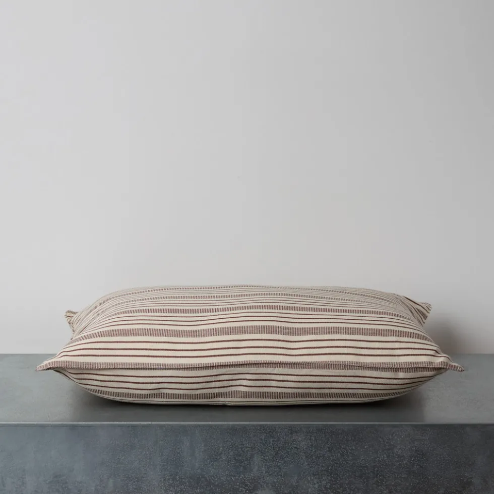 Coussin en coton - Rayures Chocolat