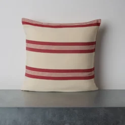 Coussin en coton - Rayures Rouges