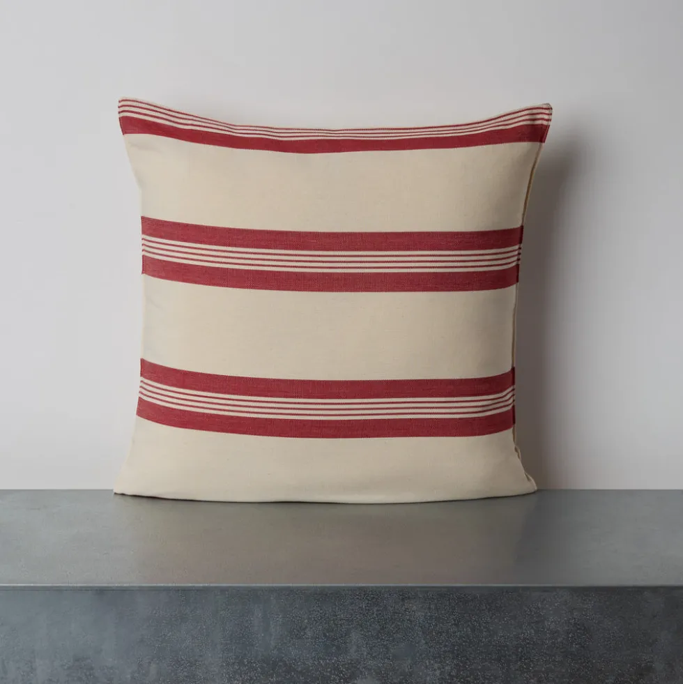 Coussin en coton - Rayures Rouges