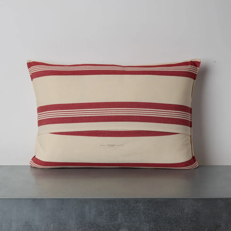 Coussin en coton - Rayures Rouges