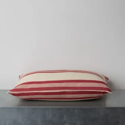 Coussin en coton - Rayures Rouges