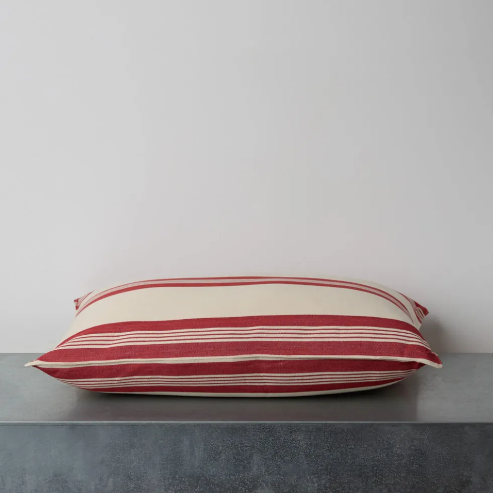 Coussin en coton - Rayures Rouges