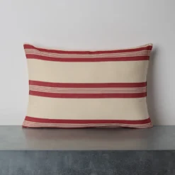 Coussin en coton - Rayures Rouges