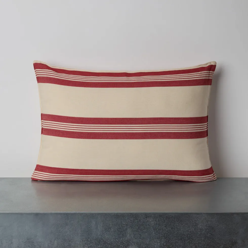 Coussin en coton - Rayures Rouges