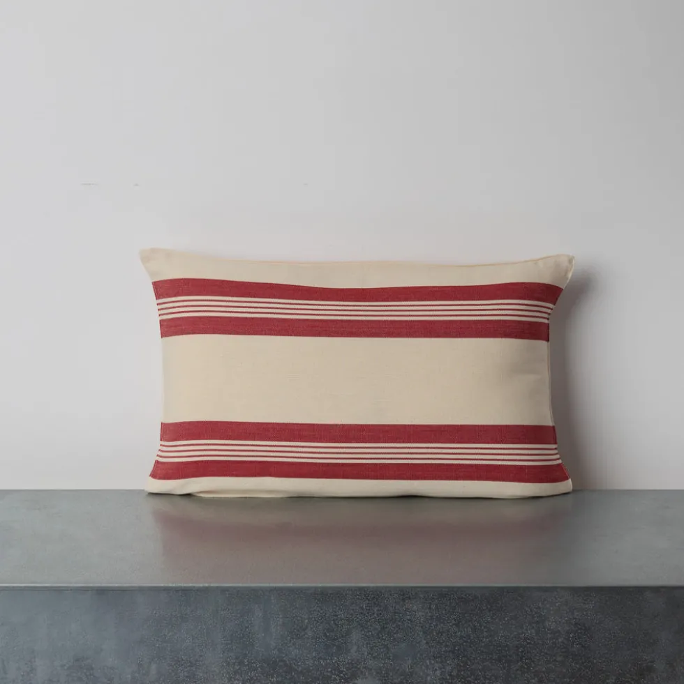Coussin en coton - Rayures Rouges