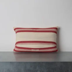 Coussin en coton - Rayures Rouges