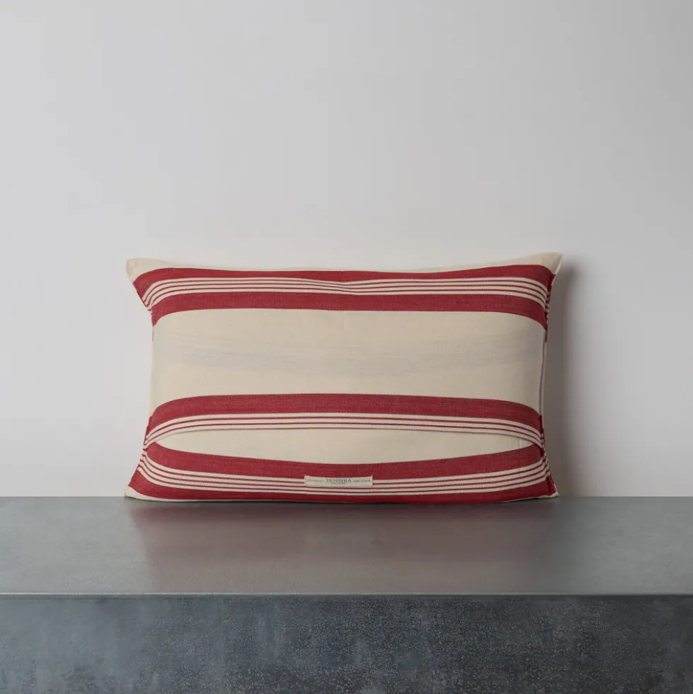 Coussin en coton - Rayures Rouges