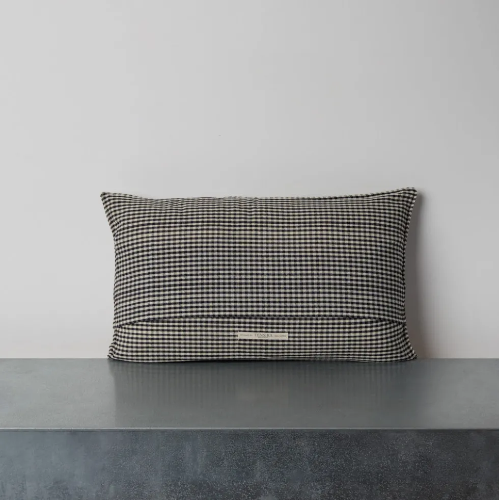 Coussin en coton - Vichy Noir & Blanc