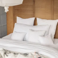 Coussin rectangle en lin lavé - Blanc Optique
