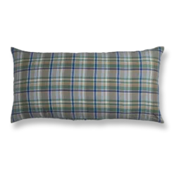 Coussin rectangle en lin lavé - Carreaux Bibliothèque