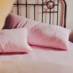 Coussin rectangle en lin lavé - Rose Granité