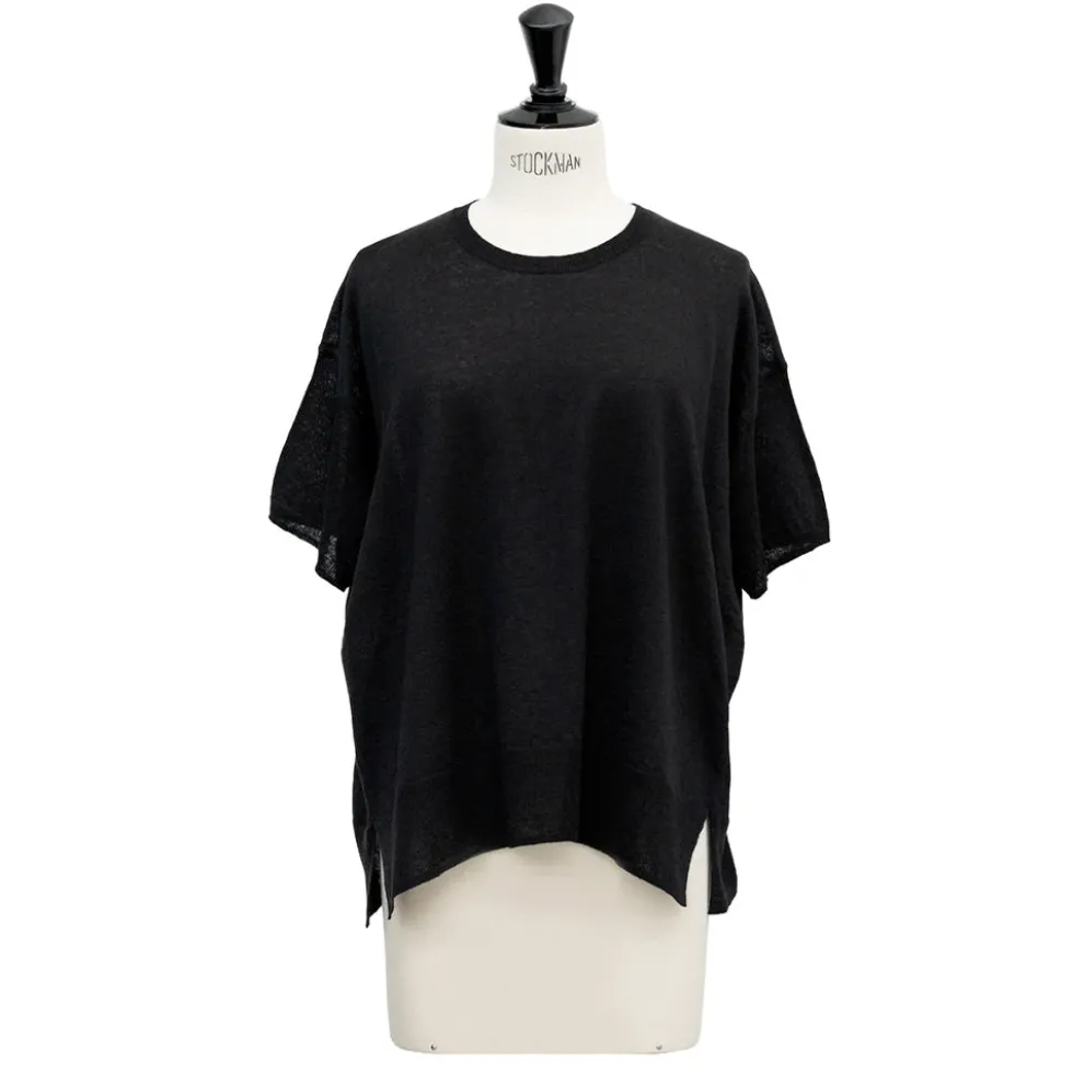 C.T.plage - Pull Col Rond Demi-Manches - Noir