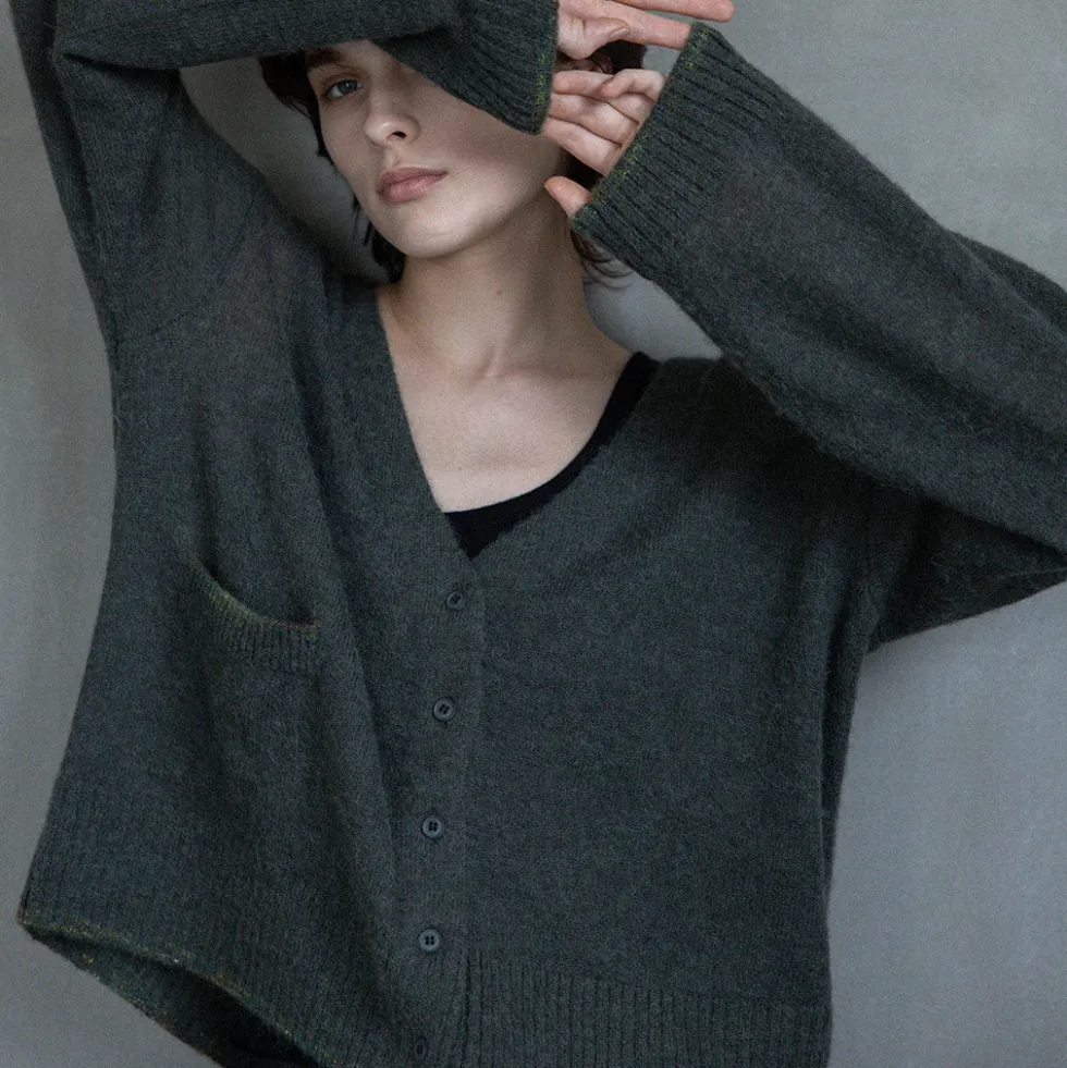 C.T.plage - Pull Col V Cardigan - Kaki