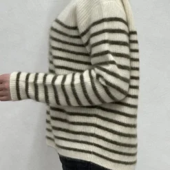C.T.plage x Merci - Pull Rayé - Blanc/Olive