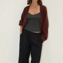 Deiji Studio - Cardigan Flounce - Burgundy