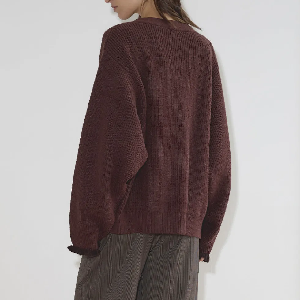 Deiji Studio - Cardigan Flounce - Burgundy