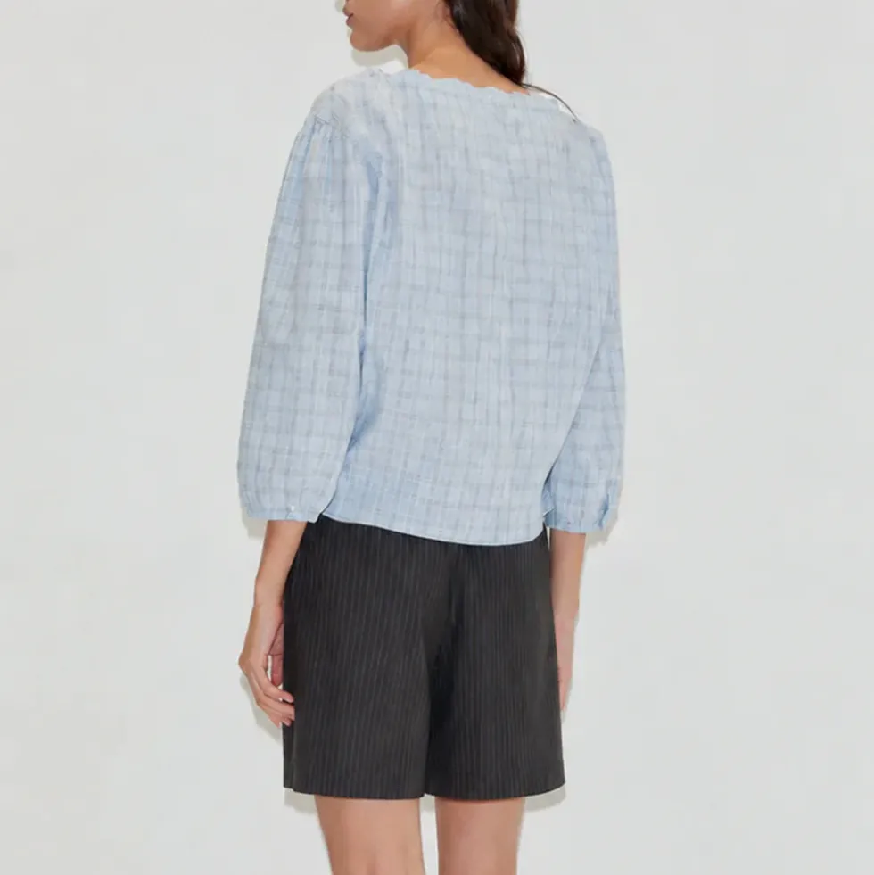 Deiji Studio - Chemise à Cordons - Carreaux Bleu