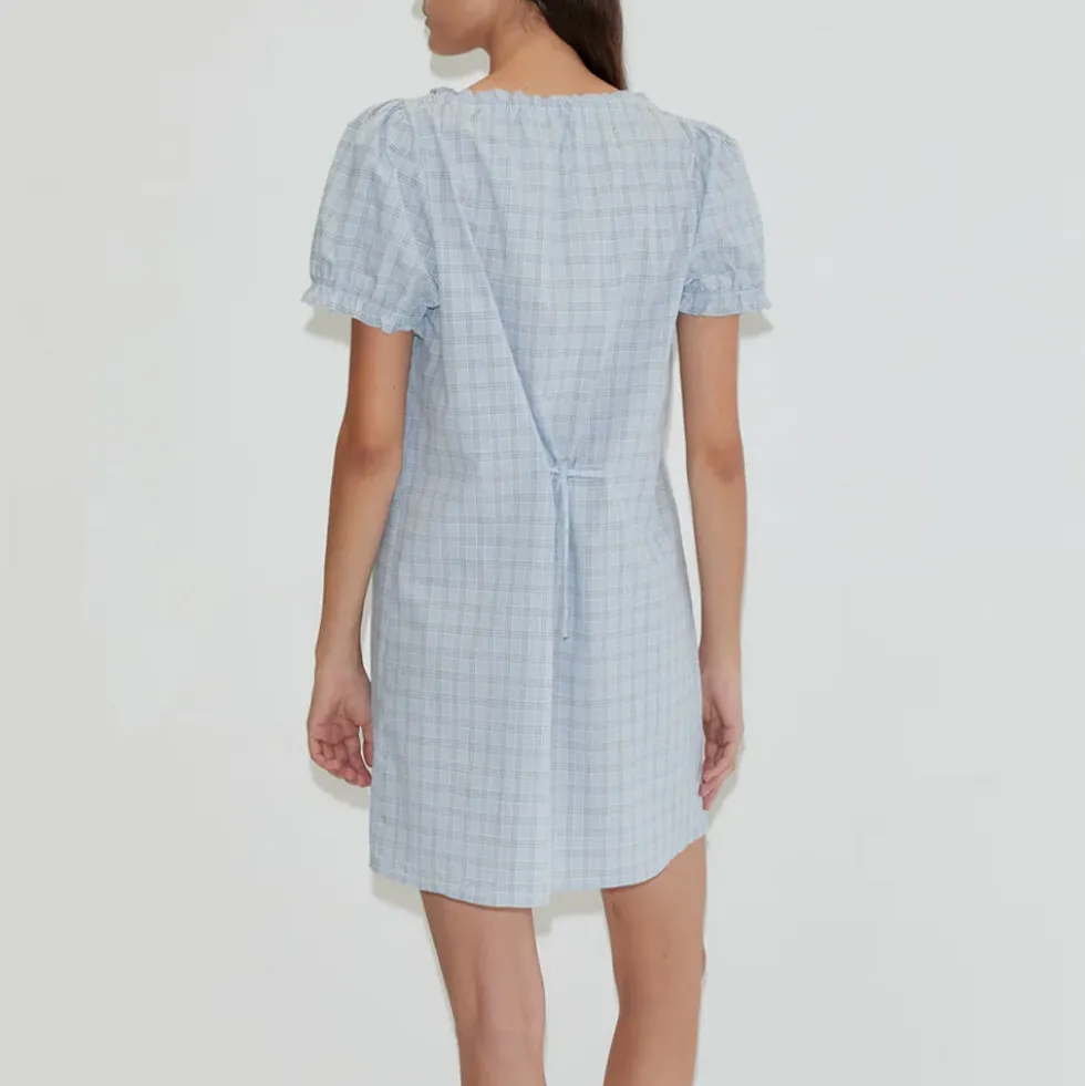 Deiji Studio - Robe Courte Boutonnée - Carreaux Bleu