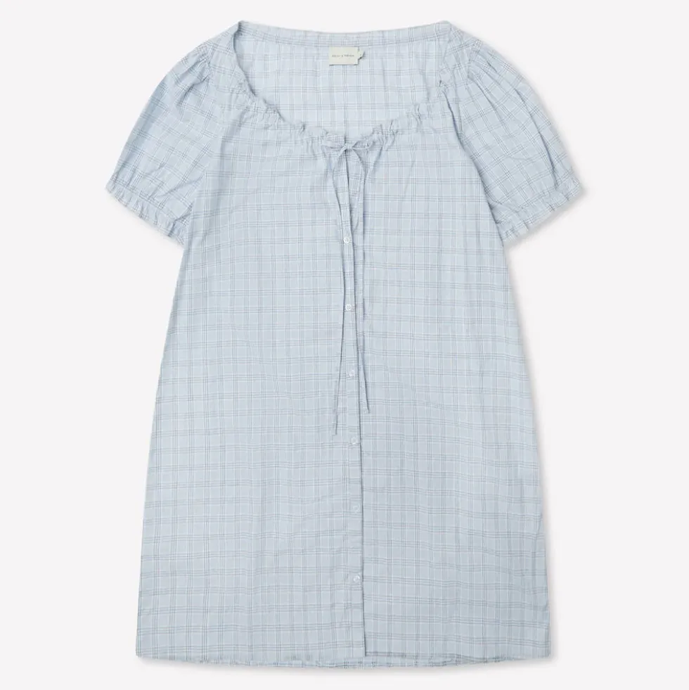 Deiji Studio - Robe Courte Boutonnée - Carreaux Bleu