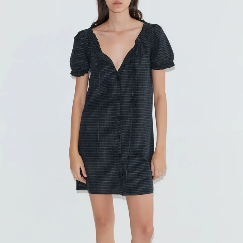 Deiji Studio - Robe Courte Boutonnée - Mono Grid