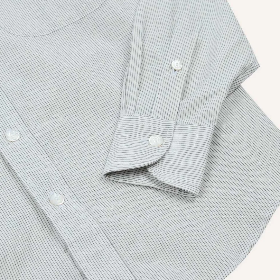 Drake's - Chemise à Col - Blanc Rayé
