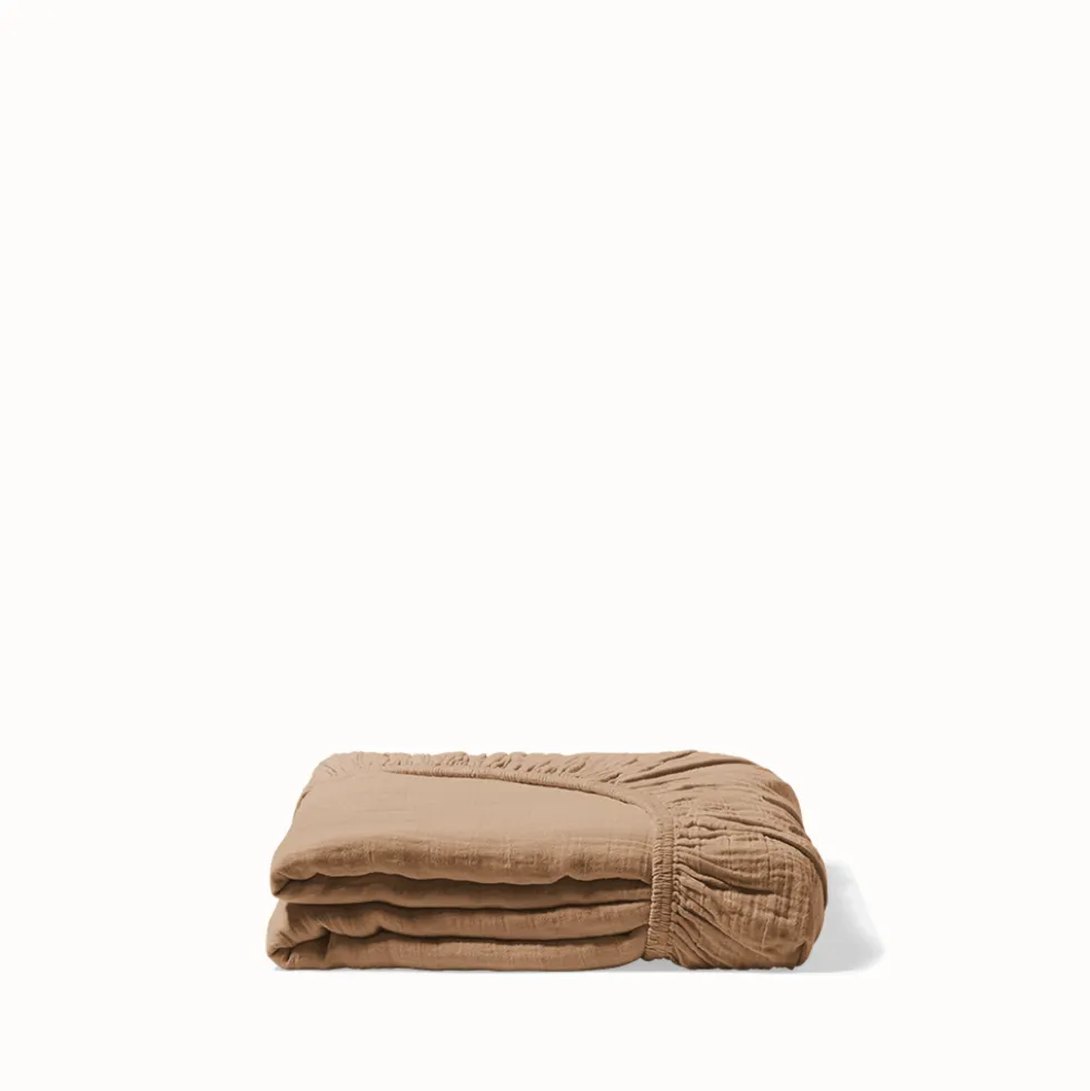 Drap-housse en gaze de coton - Brun Haussmann