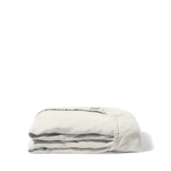Drap housse en lin lavé - Blanc Coquillage