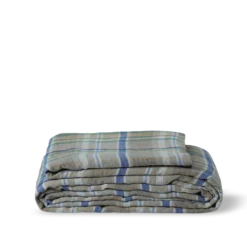 Drap housse en lin lavé - Carreaux Bibliothèque
