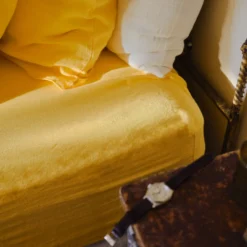 Drap housse en lin lavé - Jaune Citronnade