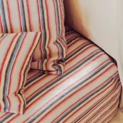 Drap housse en lin lavé - Rayures Parasol