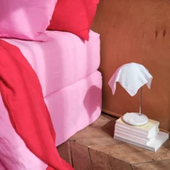 Drap-housse en lin lavé - Rose Garance