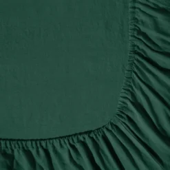 Drap housse en lin lavé - Vert Séquoia