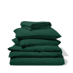 Drap housse en lin lavé - Vert Séquoia