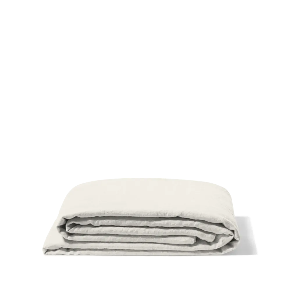 Drap plat en lin lavé - Blanc Coquillage