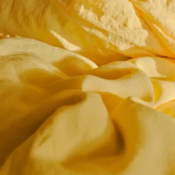 Drap plat en lin lavé - Jaune Citronnade