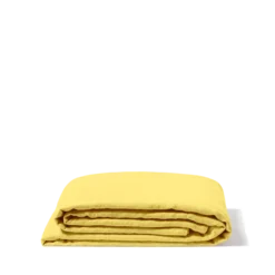 Drap plat en lin lavé - Jaune Citronnade