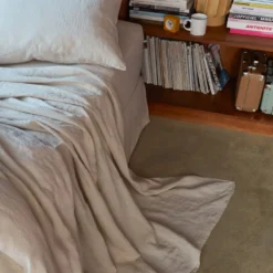 Drap plat en lin lavé - Pierre