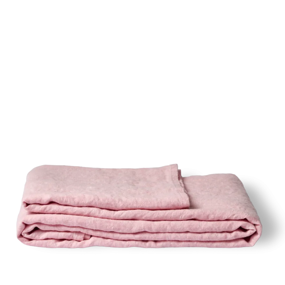 Drap plat en lin lavé - Rose Granité