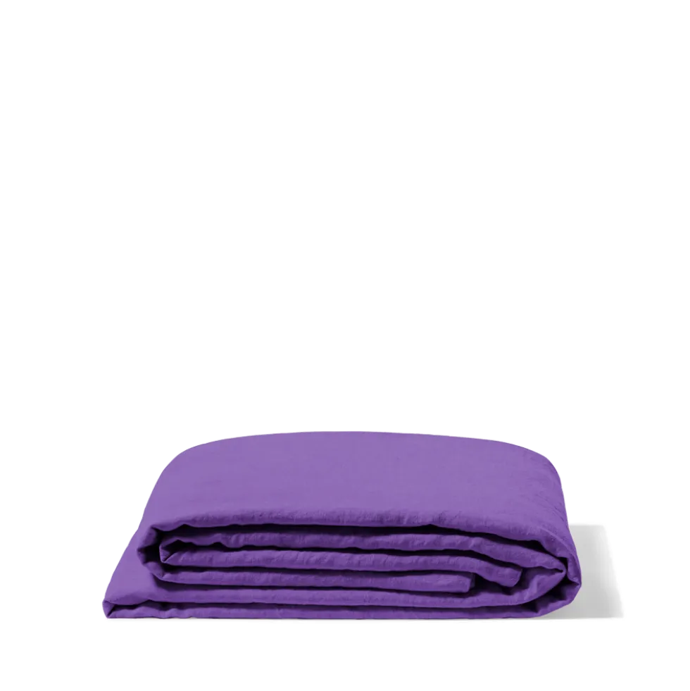 Drap plat en lin lavé - Violet Orage
