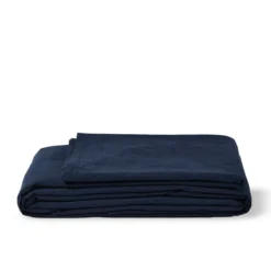 Drap plat en percale de coton - Tataki Bleu Nuit