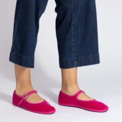 Drogheria Crivellini - Ballerines Jane Velvelt à attache - Fushia