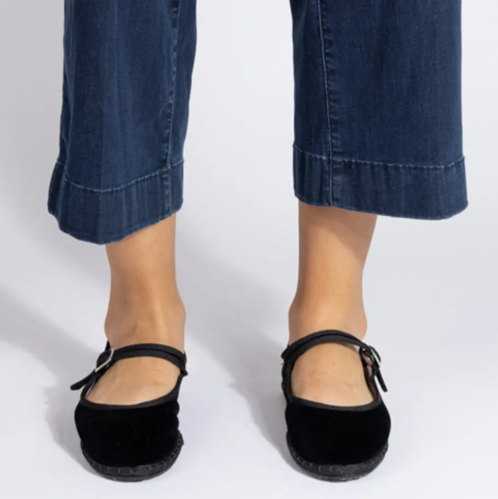 Drogheria Crivellini - Ballerines Jane Velvelt à attache - Noir