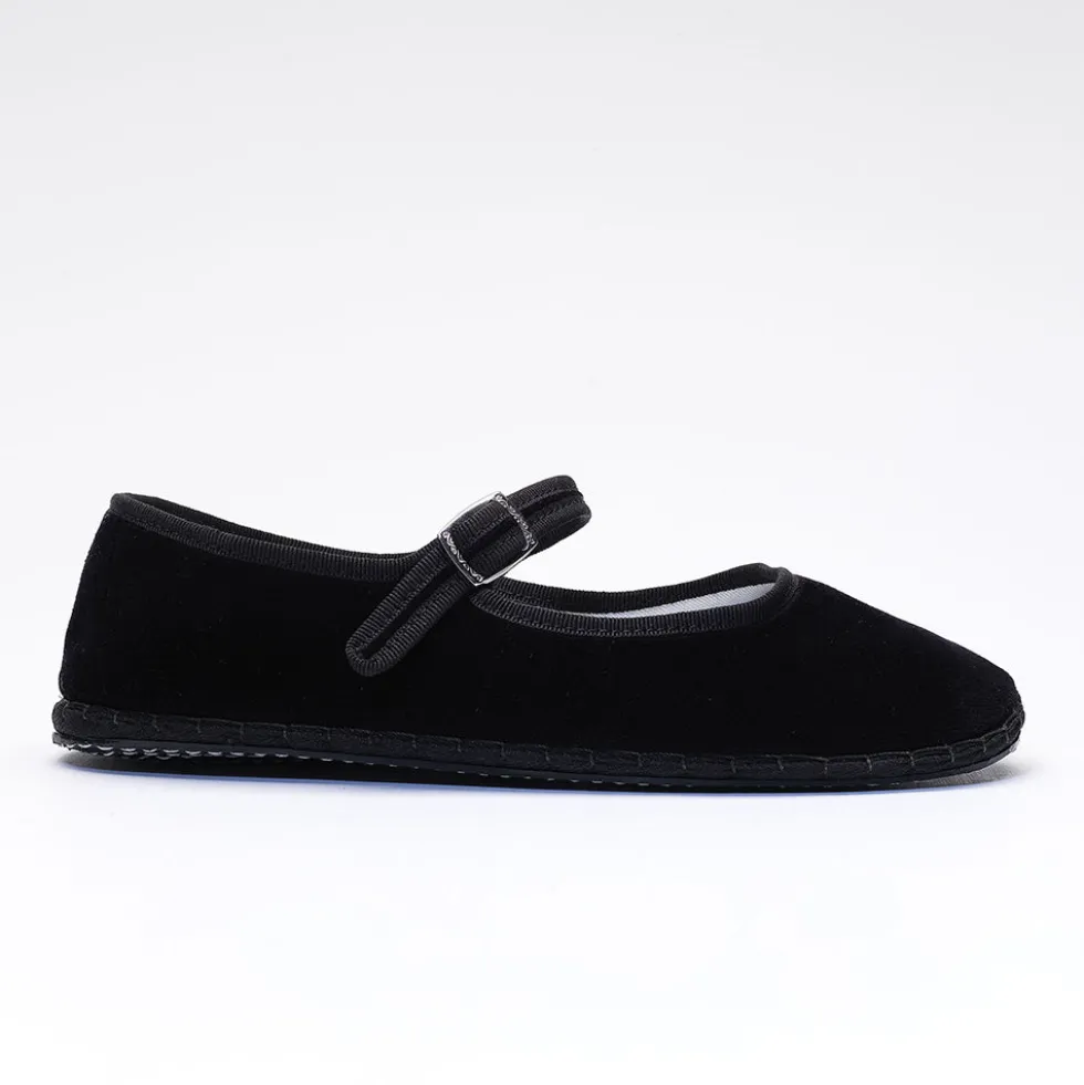 Drogheria Crivellini - Ballerines Jane Velvelt à attache - Noir