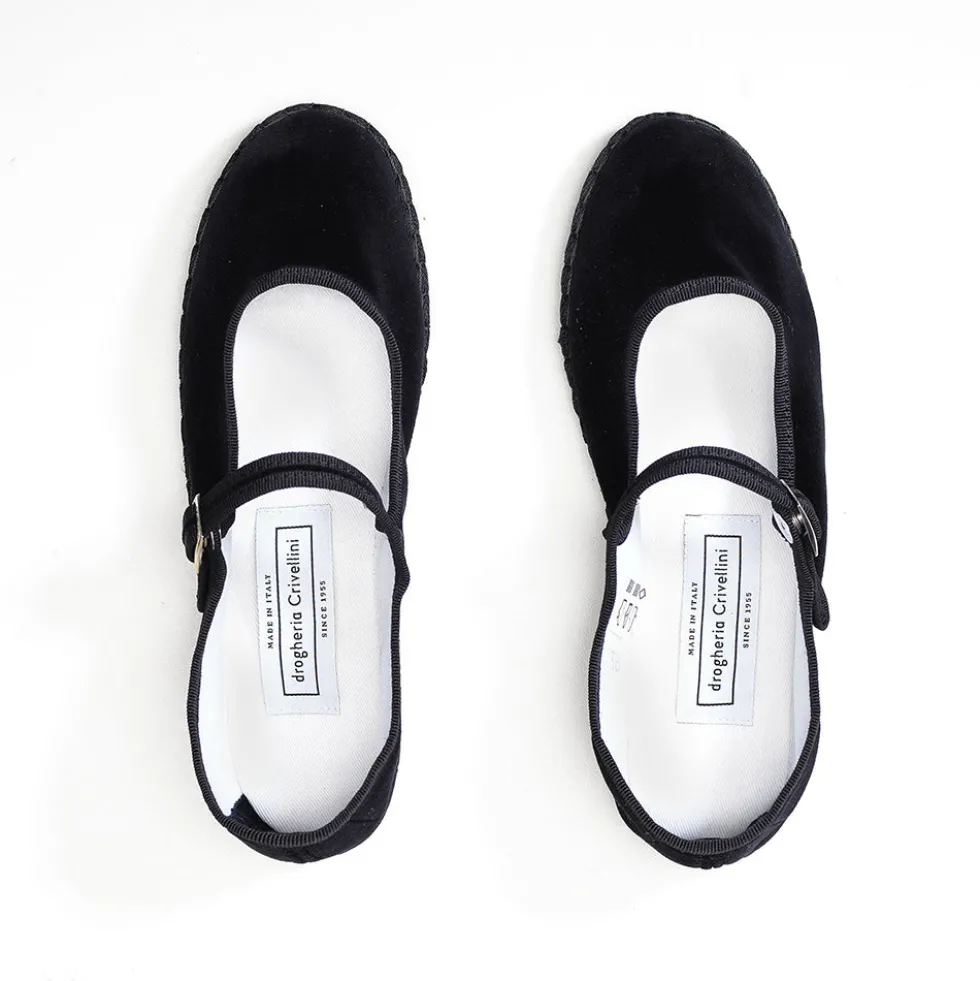 Drogheria Crivellini - Ballerines Jane Velvelt à attache - Noir